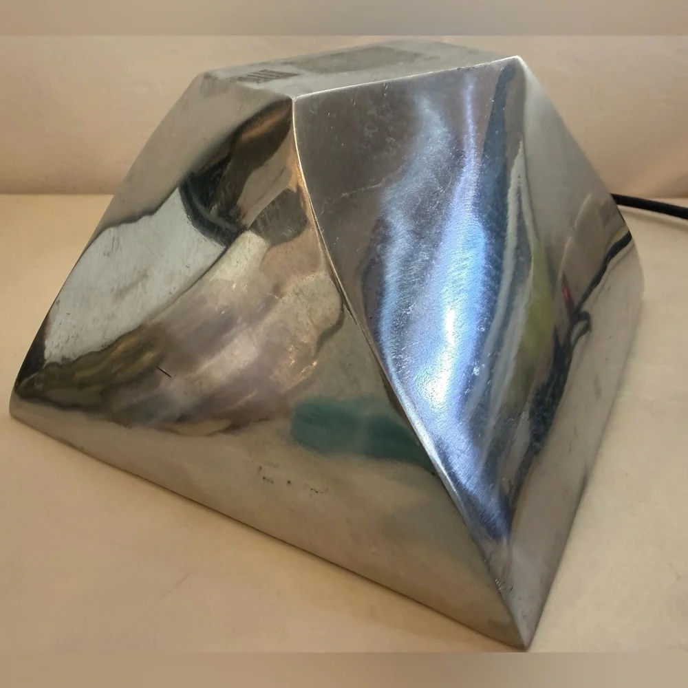 Vintage Large Square Pewter Metal Bowl Fruit‎ Basket Diamond Twist Art Decor